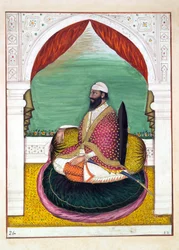 Sirdar Mangal Singh, uit Het Koninkrijk van Punjab, zijn Heersers en Hoofden, deel I, een deel van 27 aquarelstudies door een onbekende Indiase kunstenaar, ca. 1840