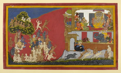 Spionnen Śuka en Sāraṇa zoeken informatie over de vijand terwijl Rāma