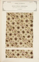 Dik geborduurd mousselinemonster uit Madras, uit De Collectie van de Textielfabrikanten van India, door John Forbes Watson, gepubliceerd in 1866