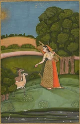 Todi Ragini, uit een Ragamala-serie, ca. 1755 (dekkende aquarel met goud op papier)