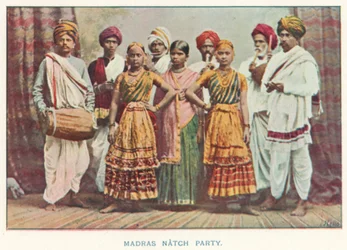 Indiase Inboorlingen: Madras Natch Party (gekleurde foto)