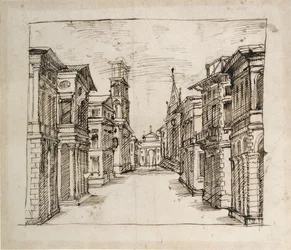 Een straat in perspectief, c.1617