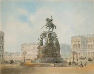 Het ruitermonument van Nicolaas I van Rusland op het Sint-Isaacplein in Sint-Petersburg