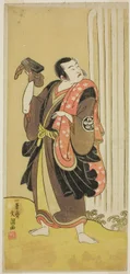 De acteur Ichimura Uzaemon IX als Seigen in het stuk Ise-goyomi Daido Ninen, uitgevoerd in het Ichimura Theater in de herfst van 1768
