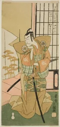 De Acteur Matsumoto Koshiro III als Akita Jonosuke in het stuk Kawaranu Hanasakae Hachi no Ki, uitgevoerd in het Nakamura Theater in de elfde maand, 1769