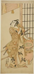 De Acteur Sawamura Sojuro II als Kudo Suketsune (?) in het Toneelstuk Edo no Hana Wakayagi Soga (?), Opgevoerd in het Ichimura Theater (?) in de Tweede Maand, 1769 (?)