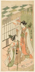 De Heiligdom Dansers (Miko) Ohatsu en Onami