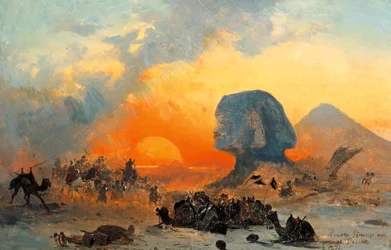 De Simoun-wind in de woestijn
