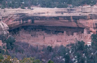 Cliff Palace in Mesa Verde National Park, gelegen in de zuidwestelijke hoek van de...