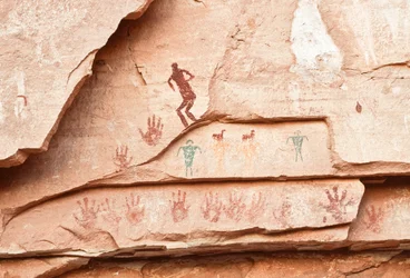 Rotstekeningen van de Anasazi en andere pueblo-bewoners in de Four Corners-regio.
