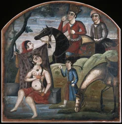 Khusraw Ontdekt Shirin aan het Baden. Uit Picturale Cyclus van Acht Poëtische Onderwerpen, Midden 18e eeuw