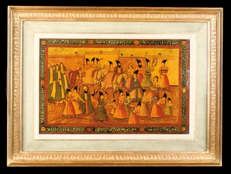 Een van een Paar Geschilderde Panelen, Qajar Iran, 1850-75