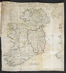 Kaart van wegen in Ierland, uit 