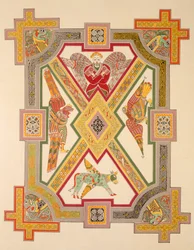 De Vier Evangelisten, uit een facsimile kopie van het Book of Kells, uitgegeven door Day & Son