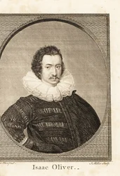 Portret van Isaac Oliver of Isaac Olivier, Frans-Engelse portretminiatuurschilder, circa 1565-1617