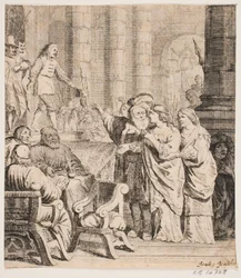 Compositie met figuren in kostuums uit de 17e eeuw