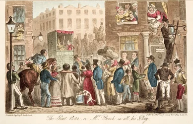 De grote acteur, of Mr. Punch in al zijn glorie, uit The English Spy, gepubliceerd 1824