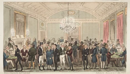 De Grote Abonnementszaal bij Brookes, uit The English Spy, gepubliceerd 1824