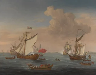 Schepen in de monding van de Theems bij Sheerness