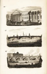 Het General Post-Office, Southwark Bridge en Waterloo Bridge