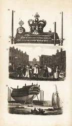 Het Juweelkantoor in de Tower of London, Rag Fair en Oude Kleren en Scheepsbouw