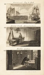 Ambachten in Regency Engeland: Groenlandschip naar Hull, breeddoekfabricage en horlogemaker