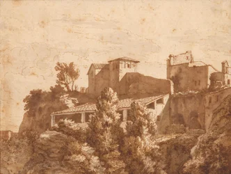 Gezicht op enkele huizen (Tivoli?)