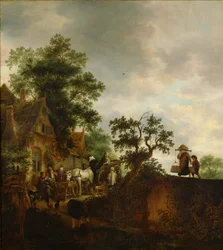 Reizigers stoppen bij een herberg, 1645