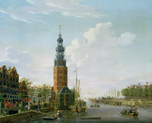 Zicht op Amsterdam met de Montelbaanstoren aan de Oude Schans, 1777