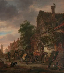 Arbeiders voor een herberg