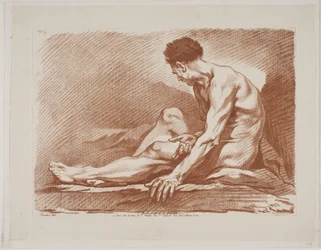 Zittende mannelijke model
