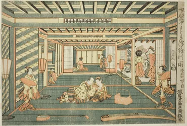 Perspectiefbeeld van een grote kamer (Senjojiki uki-e no zu)