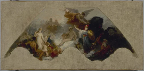 Minerva in gevecht met Brutale Kracht voor de herenigde Olympus, ca. 1872 (olieverf op doek)