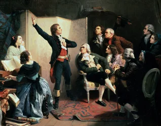 De dichter en componist Claude Joseph Rouget de Lisle voert de Marseillaise uit, 24 april