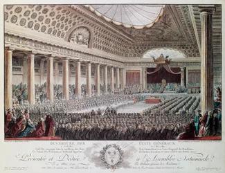 Opening van de Staten-Generaal in Versailles in 1789, gravure door Helmann, Franse Revolutie, Frankrijk