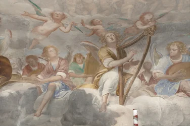Engelen, muzikale engelen en putti (detail)