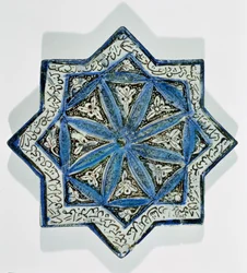 Stervormige tegel met bladgoud in de stijl van Takht-e Solaiman, 13e-14e eeuw
