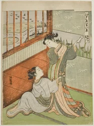 Ganzen dalen neer bij Yoshiwara (Yoshiwara no rakugan), uit de serie "Acht Zichten van de Edo Plezierwijken (Edo irozato hakkei)"