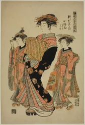 Kaoru van de Shin-Kanaya, uit de serie "Modellen voor Mode: Nieuwe Ontwerpen zo Fris als Jonge Bladeren (Hinagata wakana no hatsu moyo)"