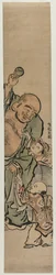 Twee kinderen die Hotei om een juweel smeken, ca. 1770s