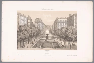 Zicht op de Place en de Rue Impériale te Lyon