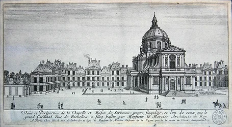 Uitzicht op de Kapel en Maison de Sorbonne (gravure)