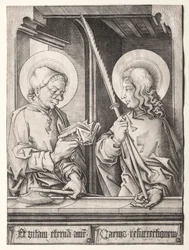 De twaalf apostelen bij gotische ramen: St. Matthias en St. Judas Thaddaeus