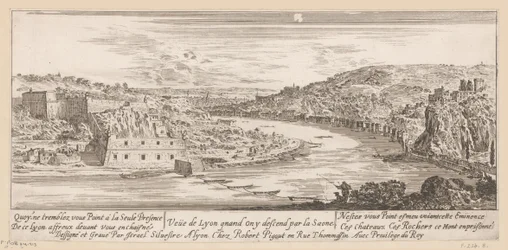 Gezicht op Lyon in een bocht van de Saône