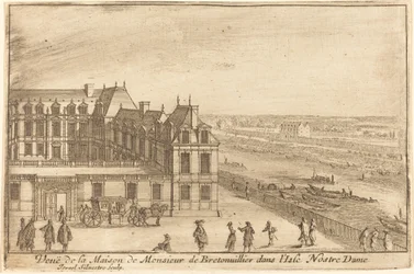 Gezicht op het Huis van de Heer de Bretonuiller op het Eiland Notre Dame