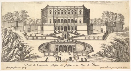 Uitzicht op Caprarola, uit een serie van vijftien uitzichten van Italië en Frankrijk, 17e eeuw