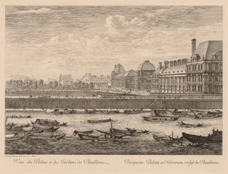 Uitzicht op het Paleis en de Tuinen van de Tuilerieën, vanaf de kade