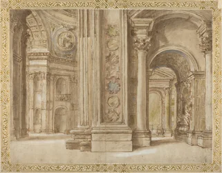 Het interieur van de Sint-Pietersbasiliek, Rome