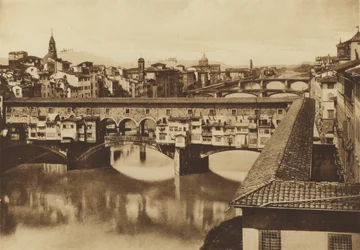 Florence: Veduta dei Lungarno coi Ponti, Vecchio, S Trinita, Carraia e di Ferro alle Cascine