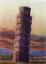 Scheve Toren van Pisa, Italië (ingekleurde foto)
